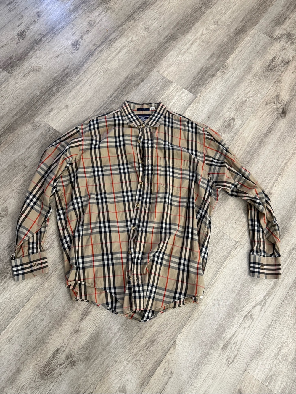 Vintage Burberrys Nova Check Plaid 100% Cotton Made in USA 90s Button Down